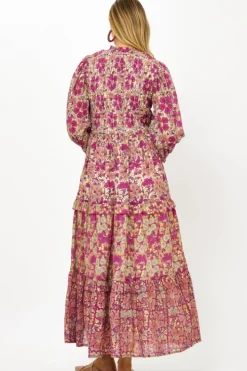 Hot 3/4 Smocked Top Maxi- Matera Pink Maxis