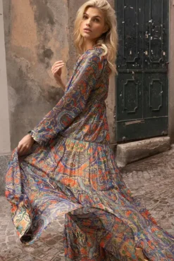 Best Balloon Sleeve Maxi- Persia Cobalt Maxis|Dresses