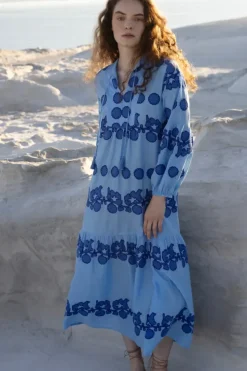 New Balloon Sleeve Maxi- Tangier Blue Maxis|Dresses