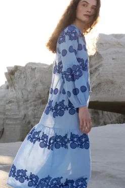 New Balloon Sleeve Maxi- Tangier Blue Maxis|Dresses