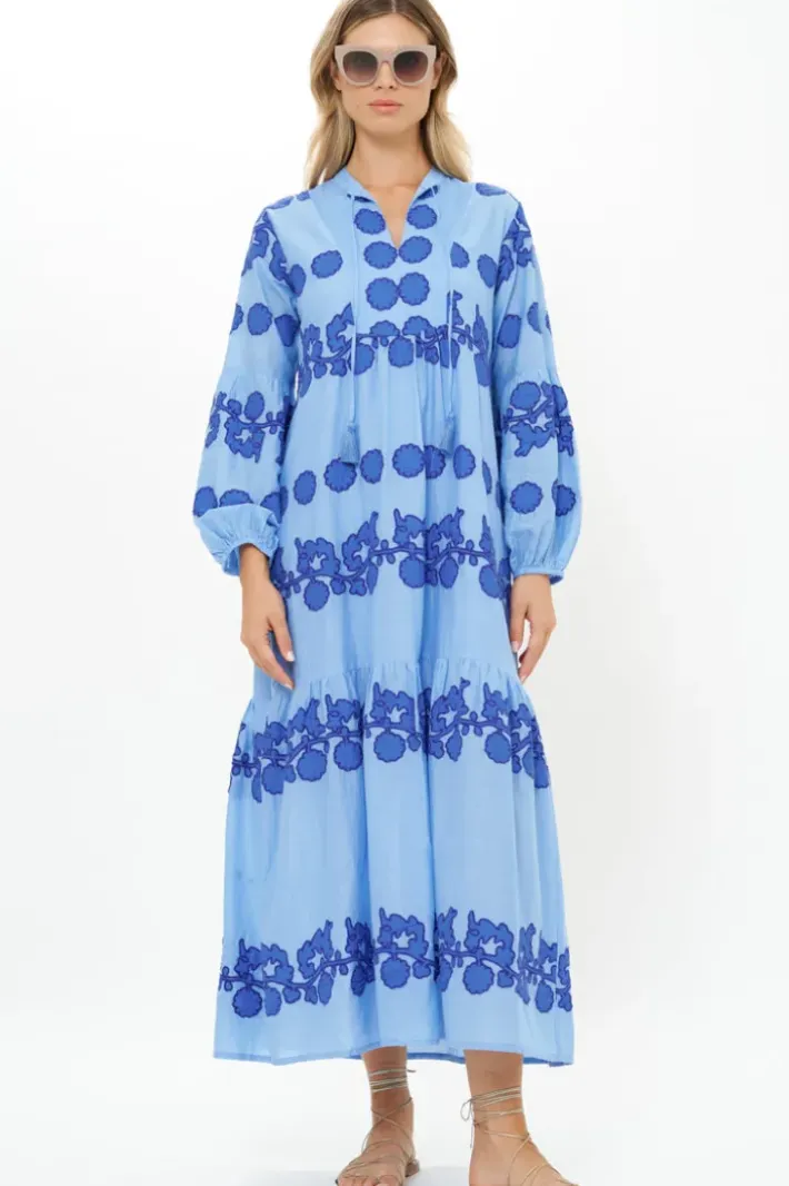 New Balloon Sleeve Maxi- Tangier Blue Maxis|Dresses