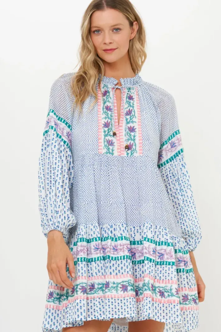 New Balloon Sleeve Short- Jungi Blue Short & Mini Dresses|Dresses