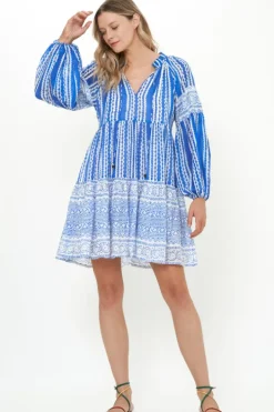 Online Balloon Sleeve Short- Ziggy Blue Dresses|Short & Mini Dresses