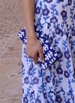 Clearance Beaded Clutch- Fern Navy White Accessories|Bags