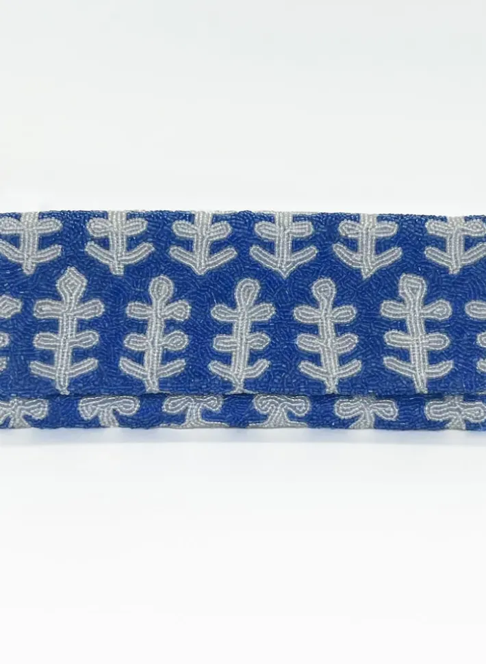 Outlet Beaded Clutch- Fern White Blue Accessories|Bags