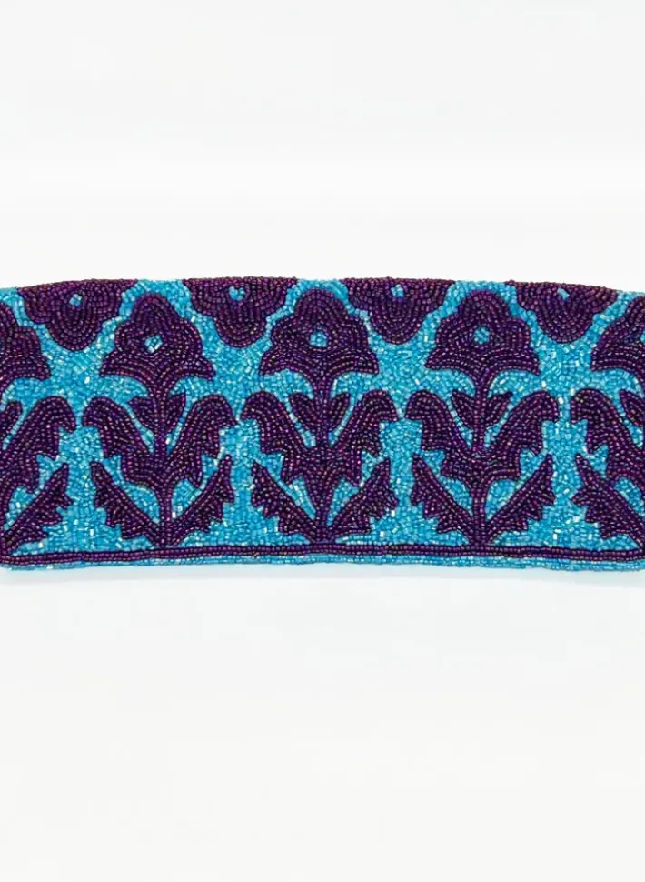 Discount Beaded Clutch- Marigold Purple Aqua Accessories|Bags