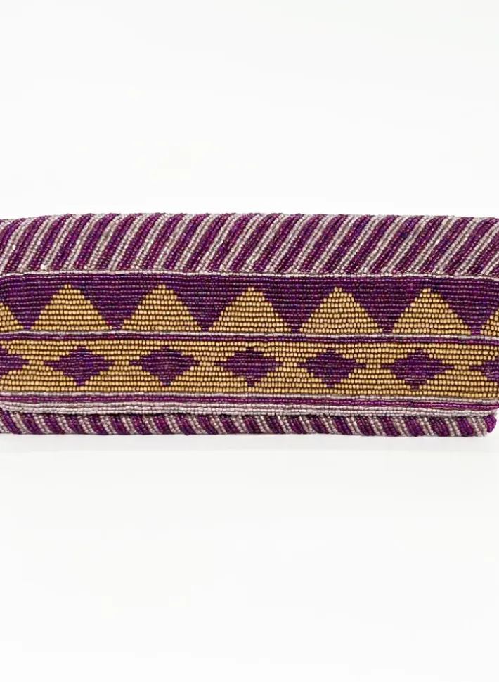 Outlet Beaded Clutch- Mezcal Purple Gold Accessories|Bags