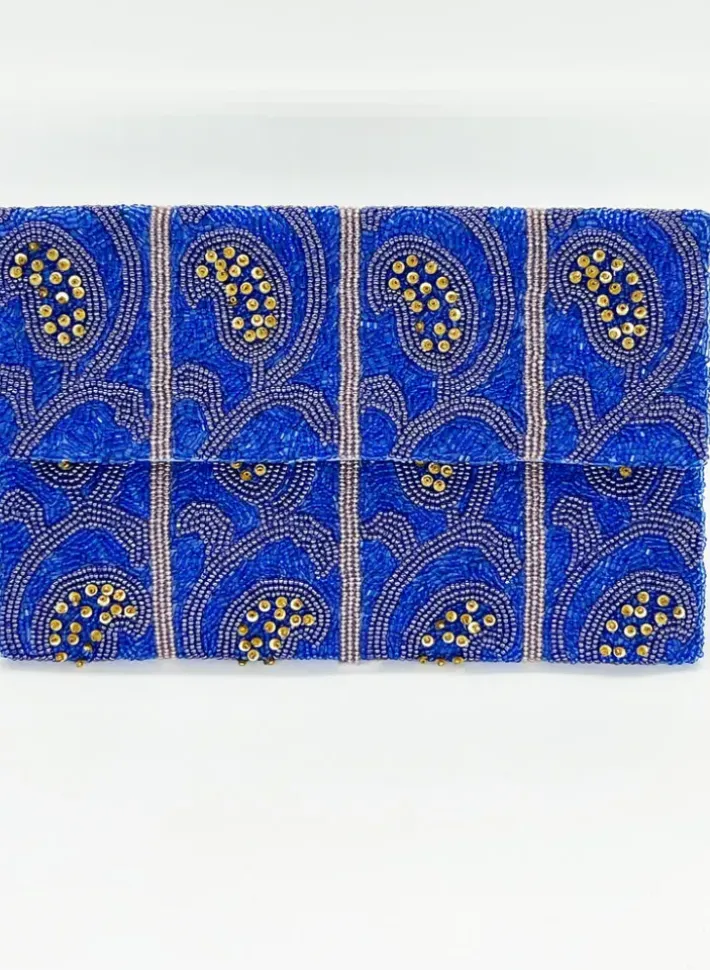 Online Beaded Envelope- Samode Blue Accessories|Bags