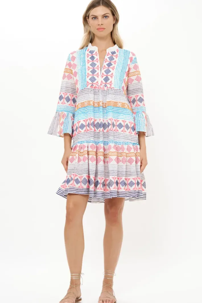 Bell Sleeve Tiered Mini- Casablanca Multi Short & Mini Dresses|Dresses