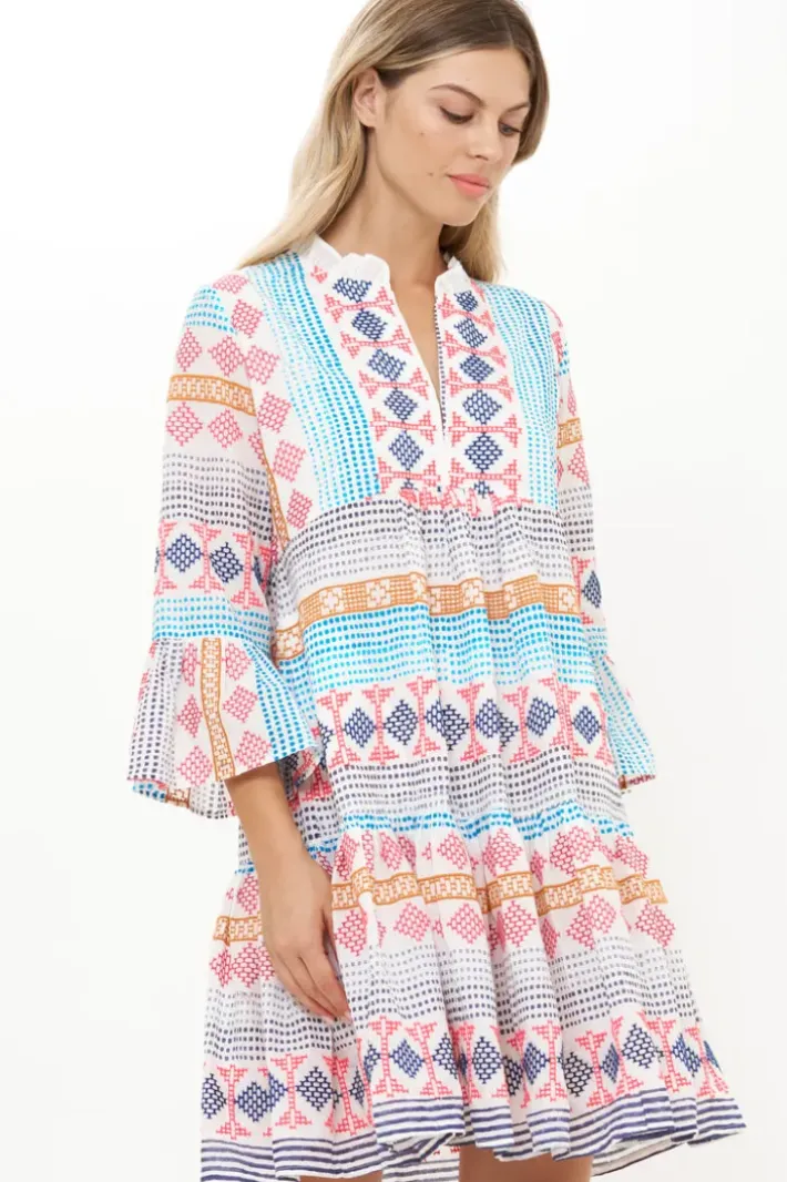 Bell Sleeve Tiered Mini- Casablanca Multi Short & Mini Dresses|Dresses