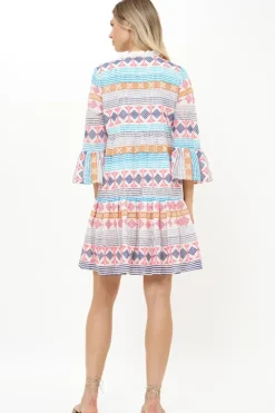 Bell Sleeve Tiered Mini- Casablanca Multi Short & Mini Dresses|Dresses