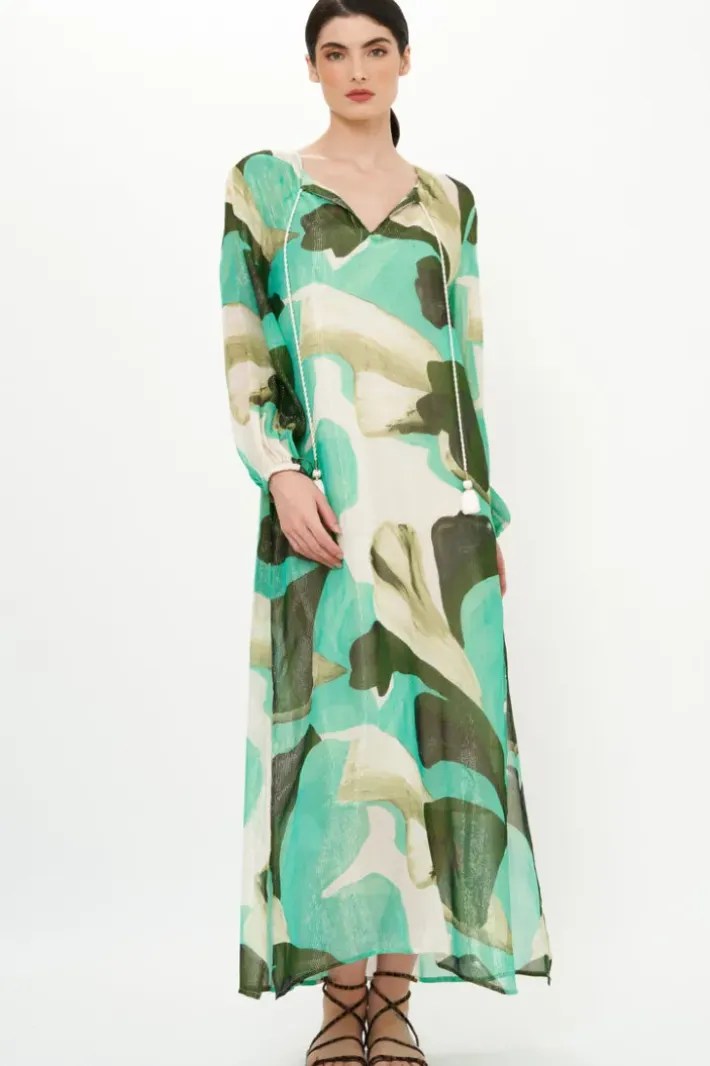 Hot Belted Long Sleeve Shift Maxi- Ginkgo Green Maxis|Dresses