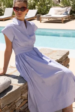 Best Belted Shirt Dress- Chatham Blue Maxis|Dresses