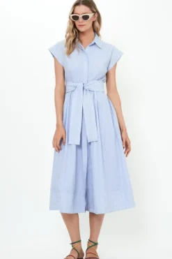 Best Belted Shirt Dress- Chatham Blue Maxis|Dresses