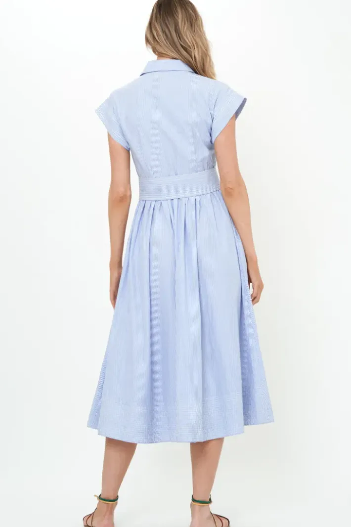 Best Belted Shirt Dress- Chatham Blue Maxis|Dresses