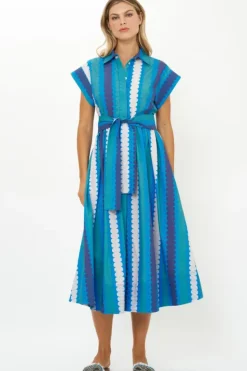 Outlet Belted Shirt Dress- Meko Blue Maxis|Dresses
