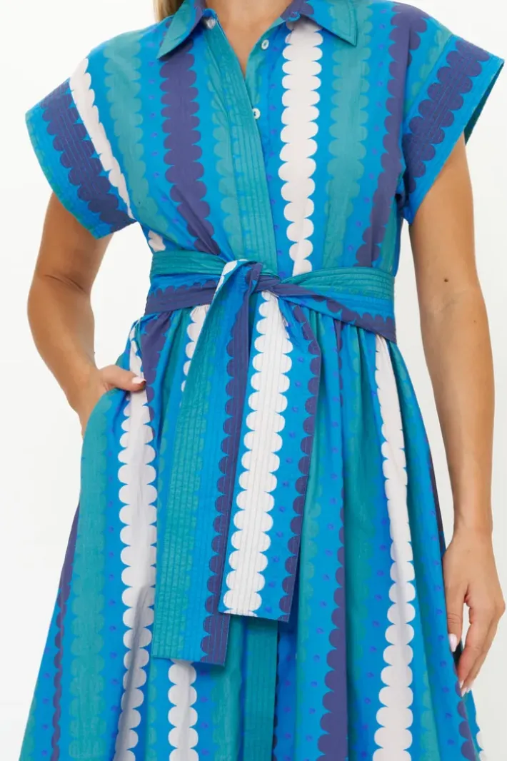 Outlet Belted Shirt Dress- Meko Blue Maxis|Dresses