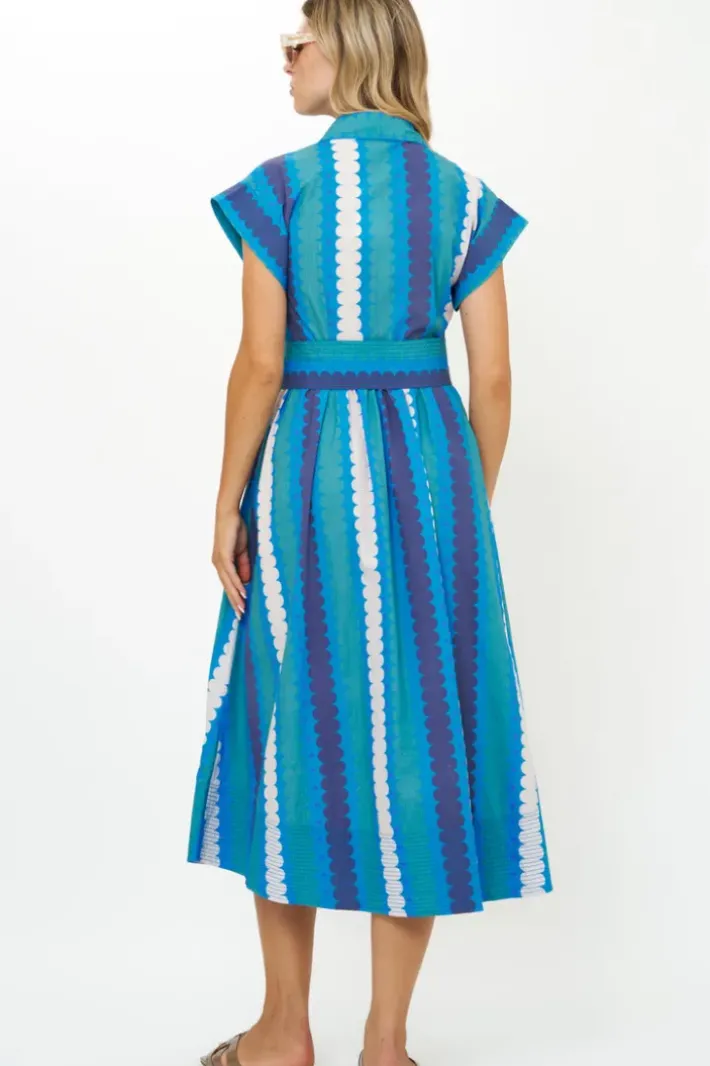 Outlet Belted Shirt Dress- Meko Blue Maxis|Dresses
