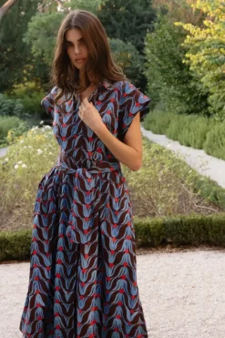New Belted Shirt Dress Midi- Tulip Red Midis