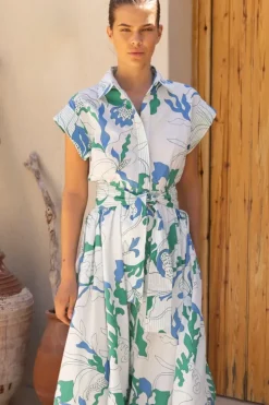 Discount Belted Shirt Dress- Orchid Green Maxis|Dresses