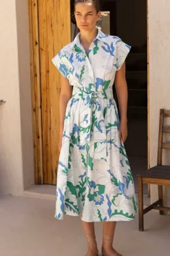 Discount Belted Shirt Dress- Orchid Green Maxis|Dresses