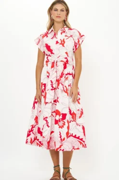 New Belted Shirt Dress- Orchid Red Midis|Maxis