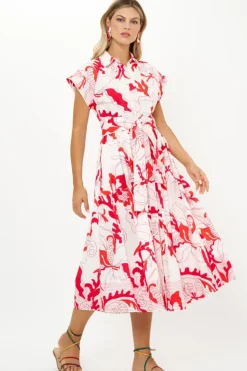 New Belted Shirt Dress- Orchid Red Midis|Maxis