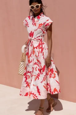 New Belted Shirt Dress- Orchid Red Midis|Maxis