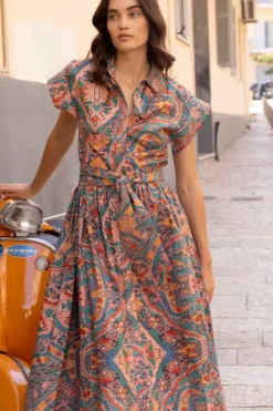 Hot Belted Shirt Dress- Persia Aqua Maxis|Dresses