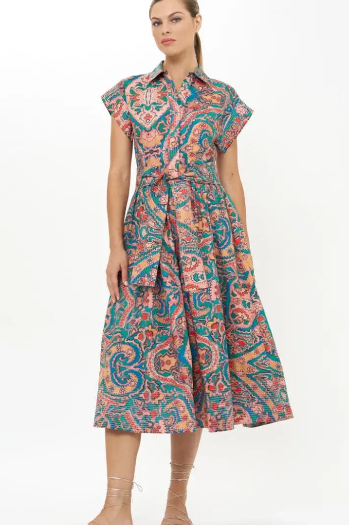 Hot Belted Shirt Dress- Persia Aqua Maxis|Dresses