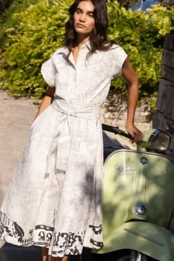 Belted Shirt Dress- Roma White Maxis|Dresses