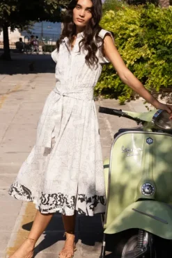 Belted Shirt Dress- Roma White Maxis|Dresses