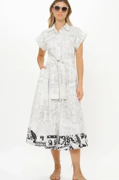 Belted Shirt Dress- Roma White Maxis|Dresses