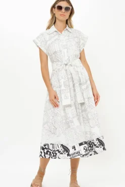 Belted Shirt Dress- Roma White Maxis|Dresses