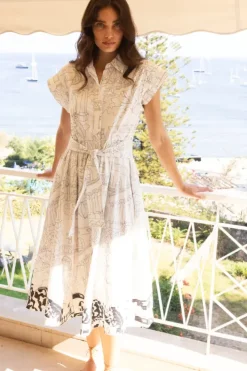 Belted Shirt Dress- Roma White Maxis|Dresses