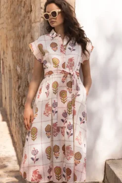 Outlet Belted Shirt Dress- Taormina Cream Maxis|Dresses