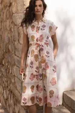 Outlet Belted Shirt Dress- Taormina Cream Maxis|Dresses