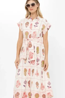 Outlet Belted Shirt Dress- Taormina Cream Maxis|Dresses