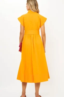 Outlet Belted Shirt Dress- Tuki Marigold Midis|Maxis