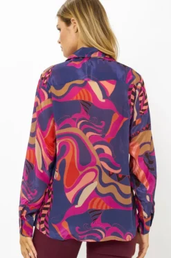 Discount Button Down Blouse- Arabia Navy Tops