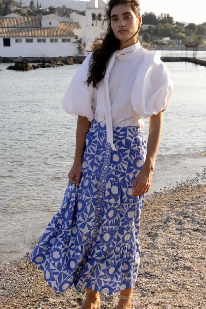 Hot Button Front Skirt- Eclipse Blue Skirts