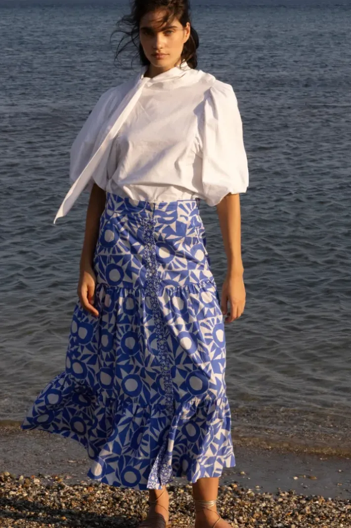Hot Button Front Skirt- Eclipse Blue Skirts