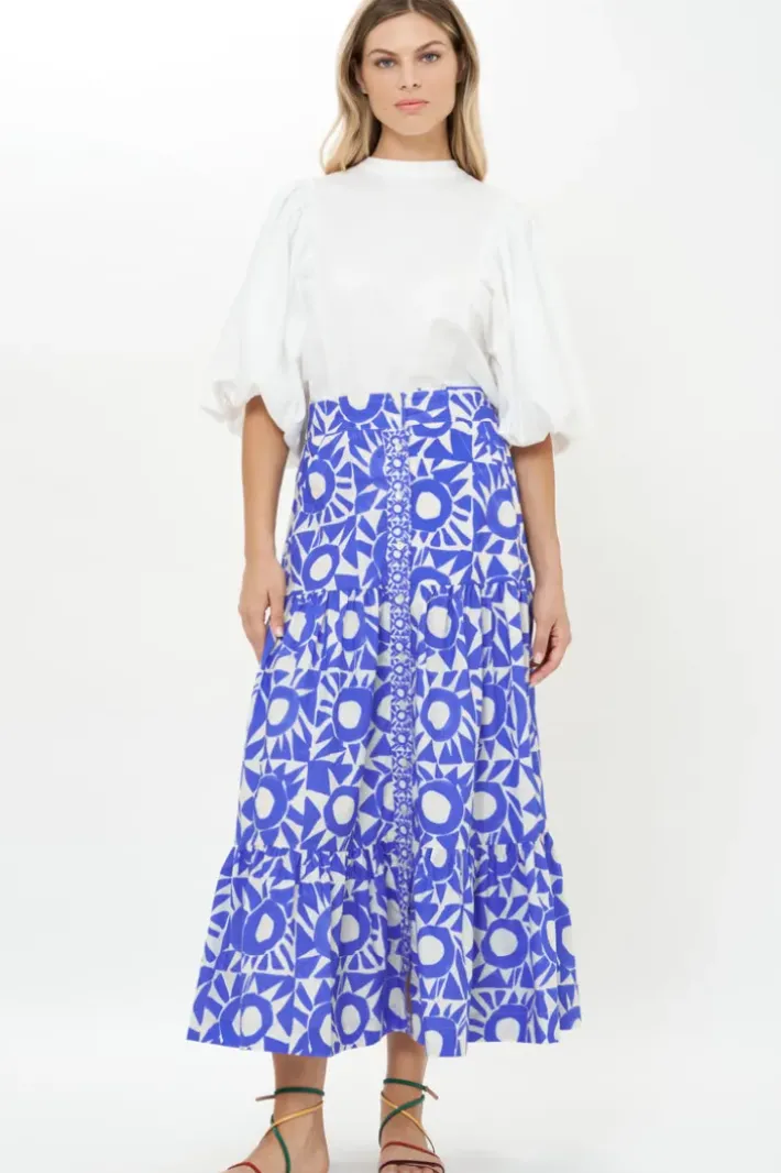 Hot Button Front Skirt- Eclipse Blue Skirts