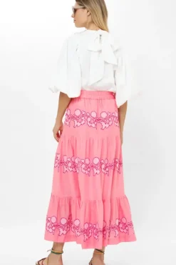 Clearance Button Front Skirt- Tangier Pink Skirts