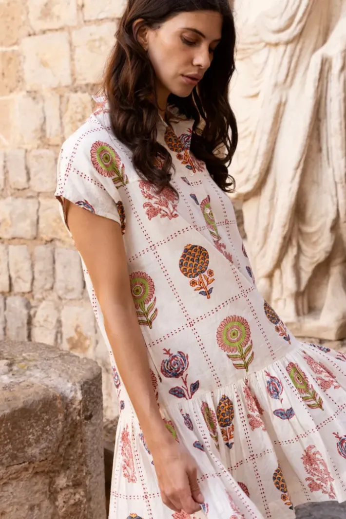 Cap Sleeve Mini- Taormina Cream Short & Mini Dresses|Dresses
