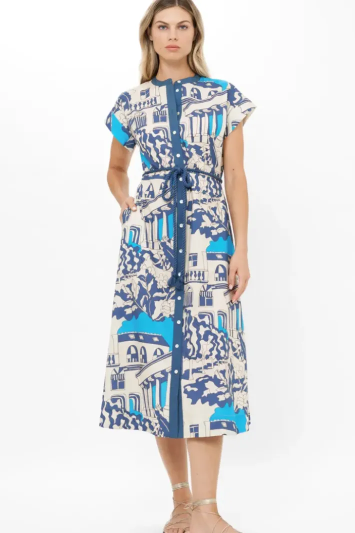 Sale Cap Sleeve Shirt Dress Midi- Roma Blue Midis|Dresses