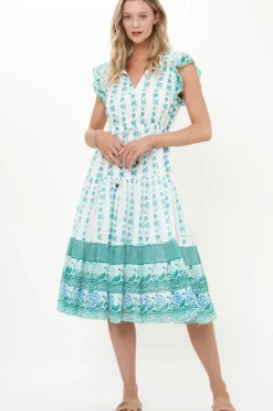 Best Cinched Flirty Midi- Boreggo Green Midis|Dresses