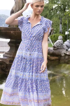 Clearance Cinched Flirty Midi- Clover Blue Midis