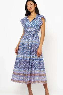 Clearance Cinched Flirty Midi- Clover Blue Midis