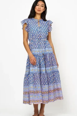 Clearance Cinched Flirty Midi- Clover Blue Midis